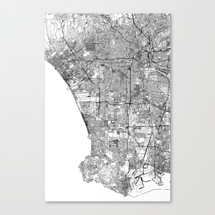 Los Angeles White Map Leinwanddruck Los Angeles White Map Leinwanddruck