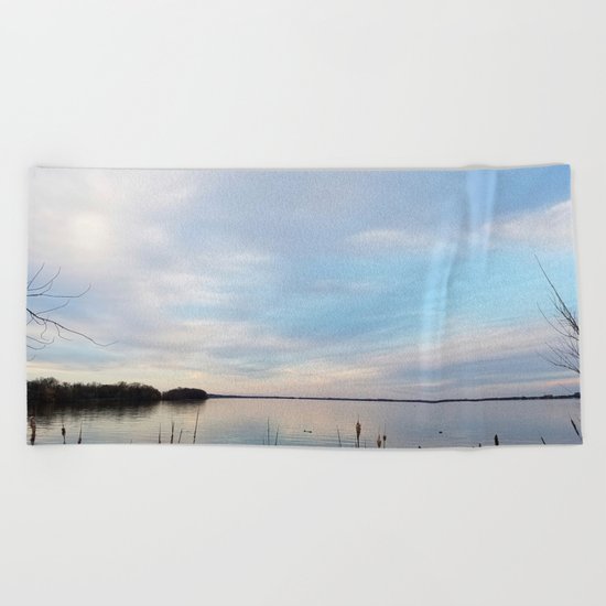 Twilight Serenity - Clouds and reflections on University Bay Beach Towel