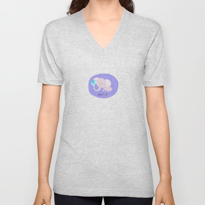 Purple elephant V Neck T Shirt