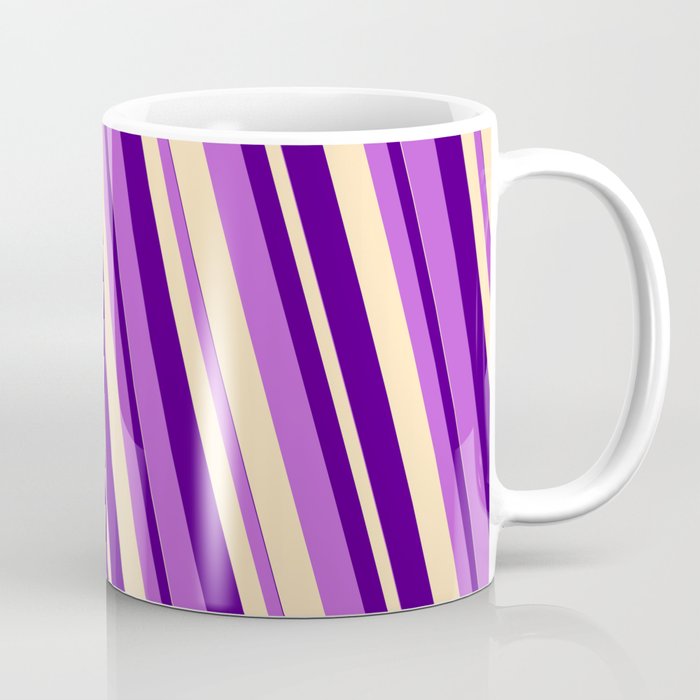 Beige, Indigo & Orchid Colored Lines Pattern Coffee Mug