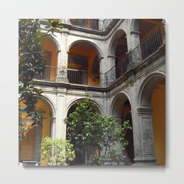 Mexico Photography - Beautiful Garden Surrounded By Mexican Architecture Metal Print