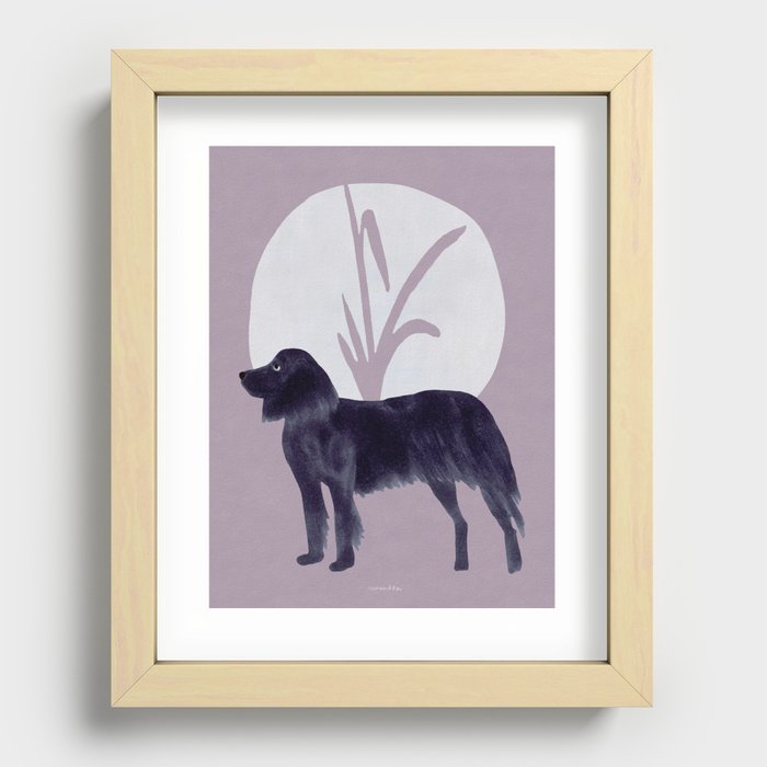 Dog and Moon Recessed Framed Print