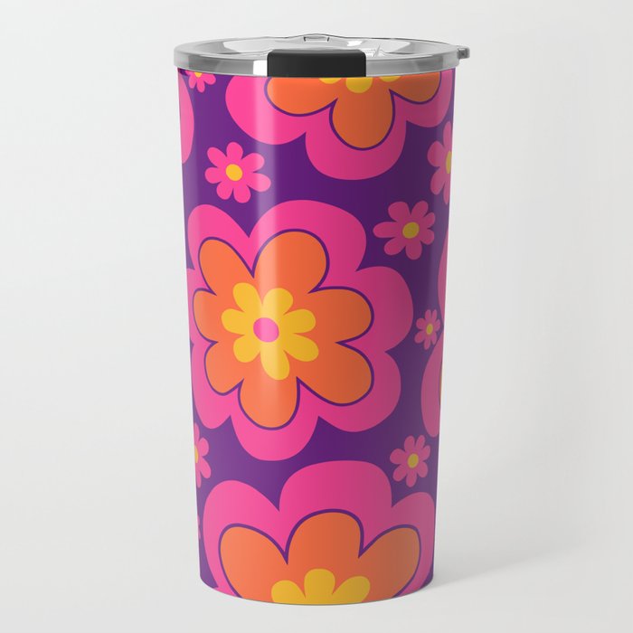 Colorful Retro Flower Pattern 594 Travel Mug