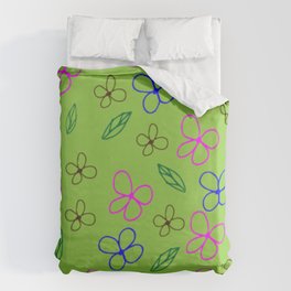 Whimsical Flowers and Leaves Duvet Cover