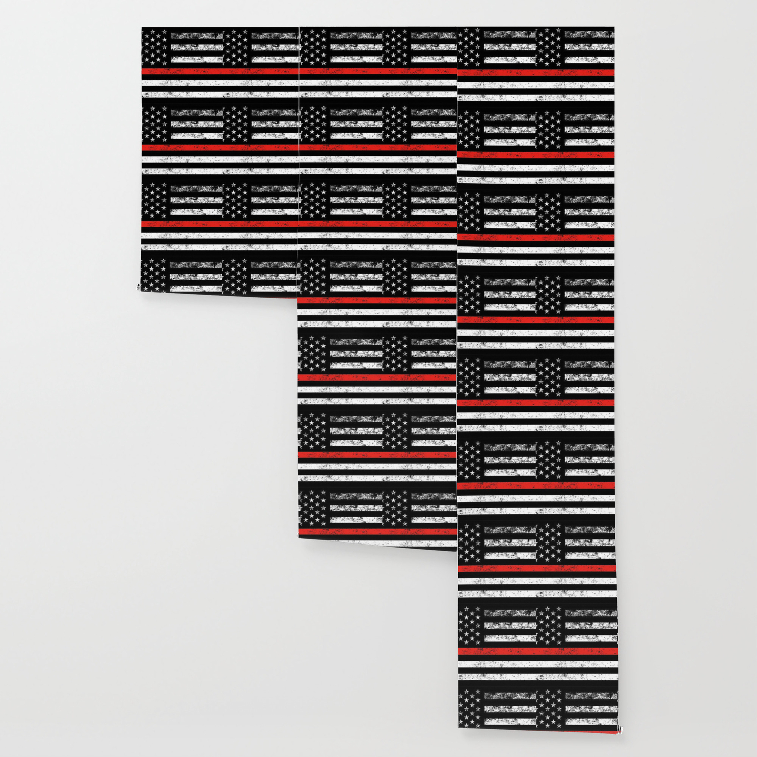 Firefighter Red Line American Flag Wallpaper By Vintageartstore