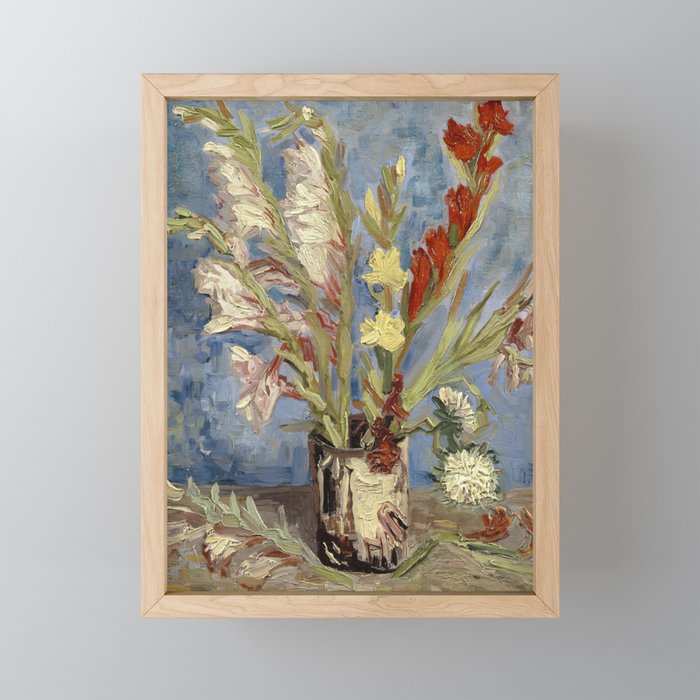 Vincent van Gogh Vase with Gladioli and China Asters Oil Painting Framed Mini Art Print