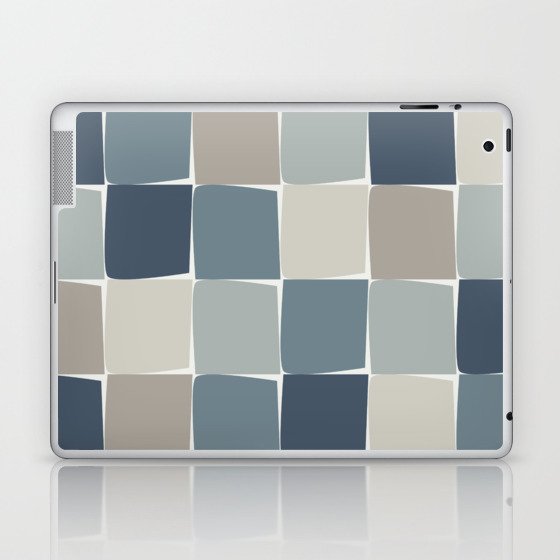 Flux Midcentury Modern Check Grid Pattern in Neutral Blue Gray Tones Laptop & iPad Skin