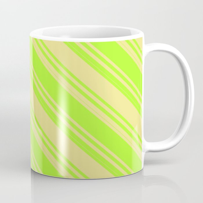 Light Green and Tan Colored Striped/Lined Pattern Coffee Mug