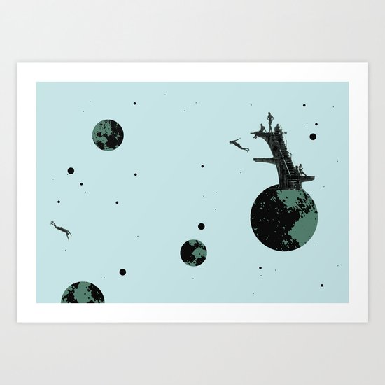 night. diving. Art Print