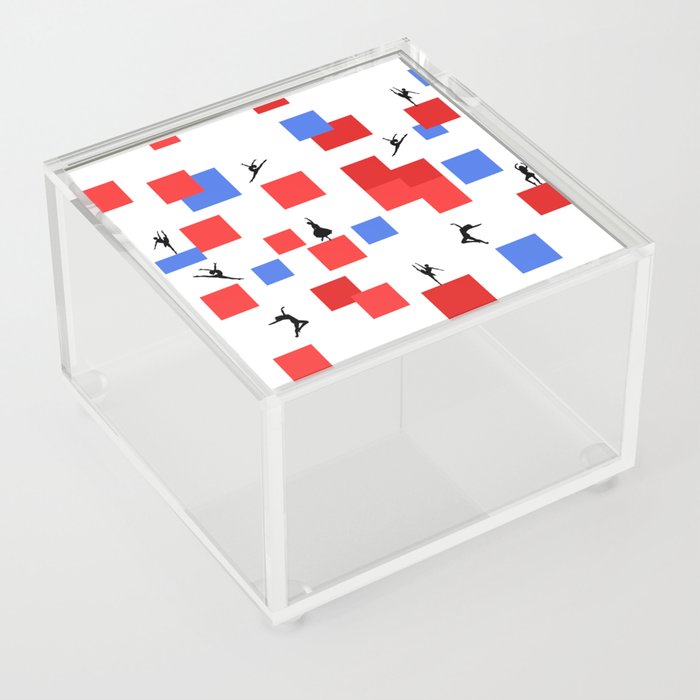Dancing like Piet Mondrian - Composition in Color A. Composition with Red, and Blue on the white background Acrylic Box