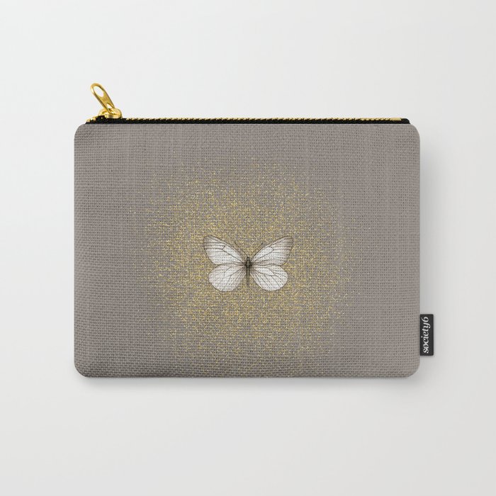 Hand-Drawn Butterfly and Golden Fairy Dust on Pastel Brown Carry-All Pouch