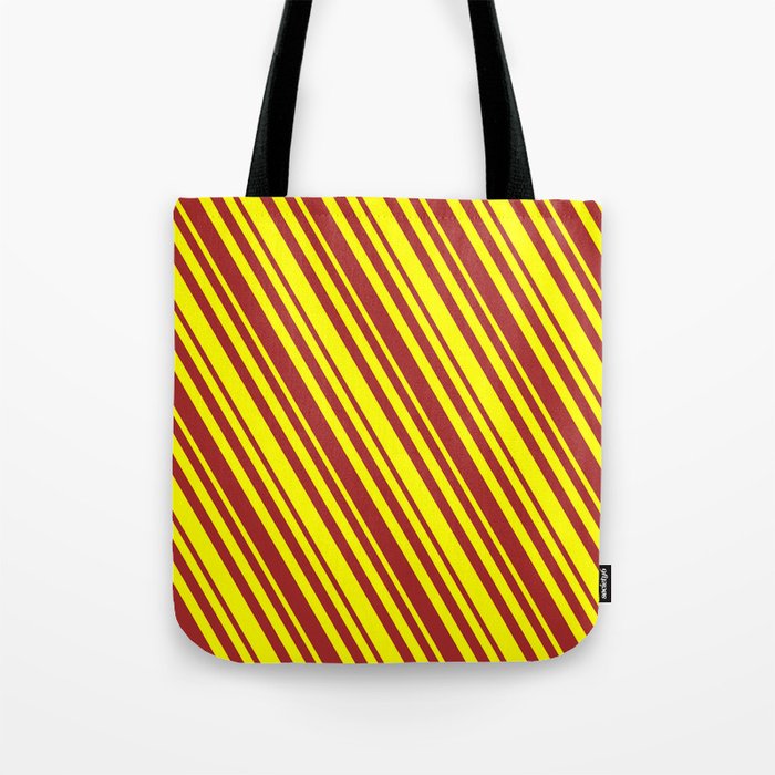 Yellow & Brown Colored Lined Pattern Tote Bag