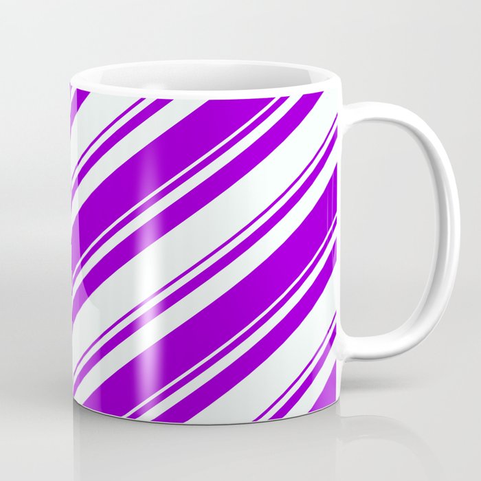 Dark Violet and Mint Cream Colored Pattern of Stripes Coffee Mug