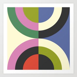 abstract mid mod retro with pink 3 Art Print