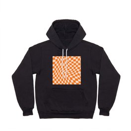 Orange checkered warped pattern, retro 80s groovy Hoody