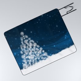 Blue Christmas Eve Snowflakes Winter Holiday Picnic Blanket