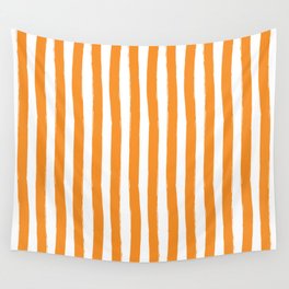 Orange and White Cabana Stripes Palm Beach Preppy Wall Tapestry