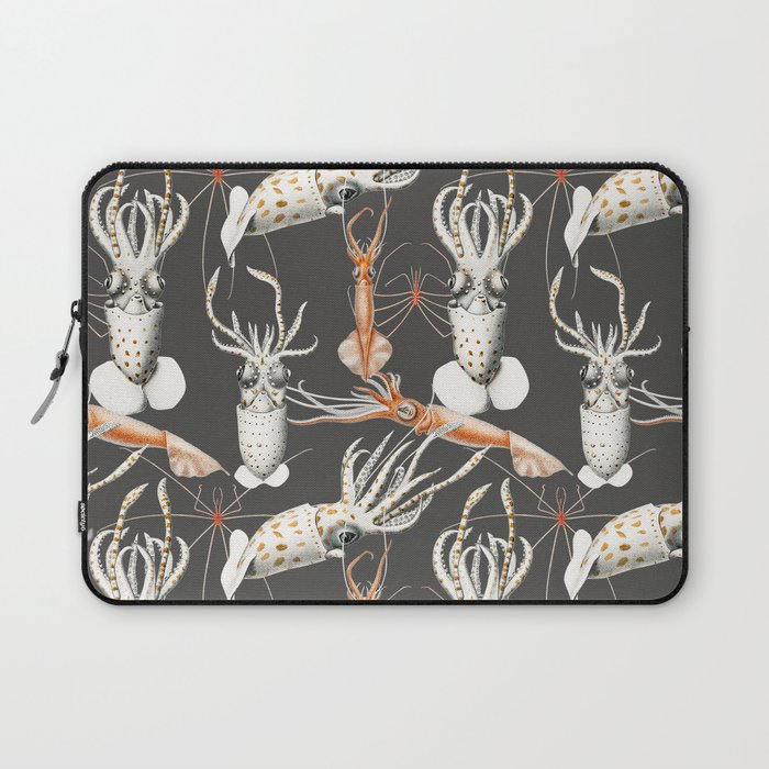 Grey Orange Octopus Calamaris Laptop Sleeve