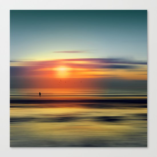 Bright Red - seascape sunset abstract Canvas Print