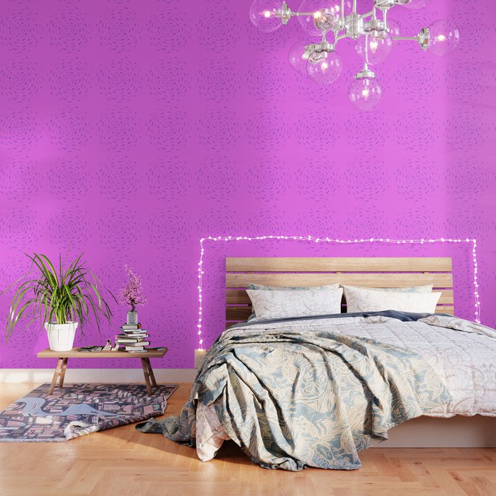 Minimalist Spring Floral Cyclone Blue On Pink Wallpaper By