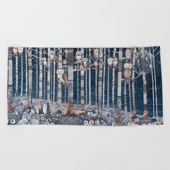 Winter forest Beach Towel