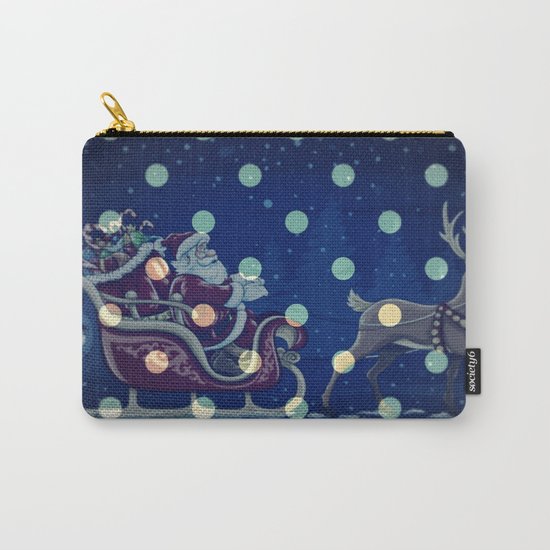 Santa Claus riding his sleigh on a snowy blue Christmas Eve Carry-All Pouch