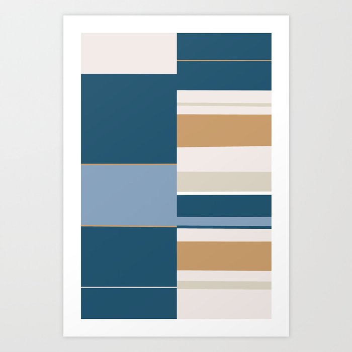 Mosaic Blue H1 | Geometric Abstract Art Print