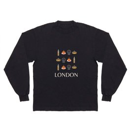 London Retro Art Decor Vacations Art Modern Boho Grey Decor Long Sleeve T-shirt