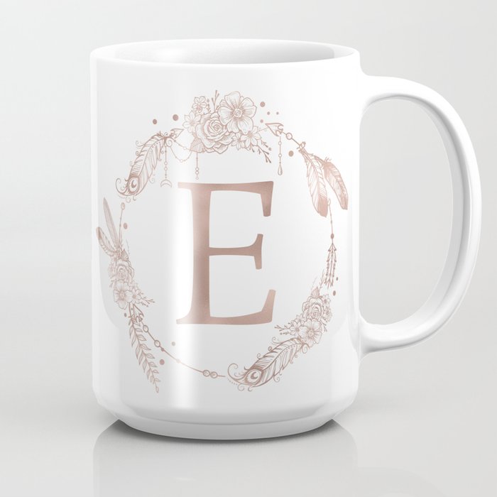 Ceramic Coffee Mug 11 OuncesE Crown Initial Monogram Letter E White Tea  Cup Design Only 