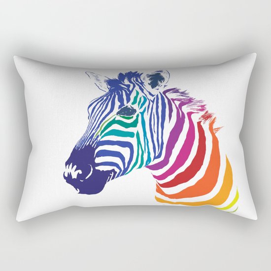 Rainbow Zebra Colorful Animals Whimsical Art Rectangular Pillow
