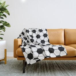 Black and white footbal pattern Throw Blanket