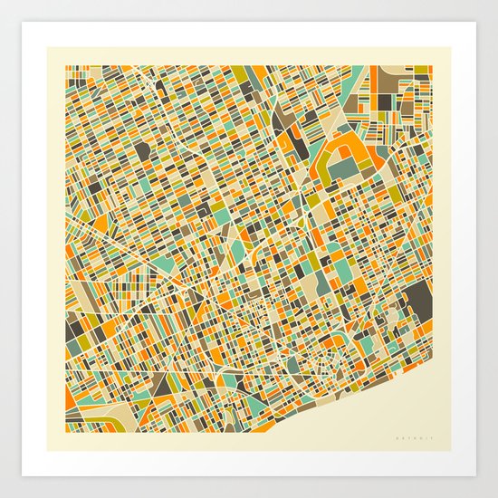 Detroit Map Art Print