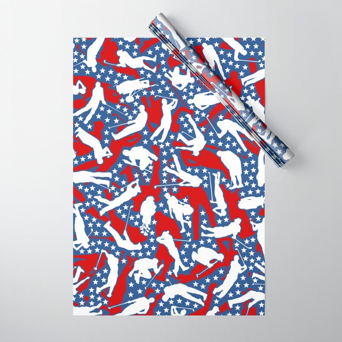 Golf Lover Pro Golfer USA Flag Camo Camouflage Pattern Wrapping Paper