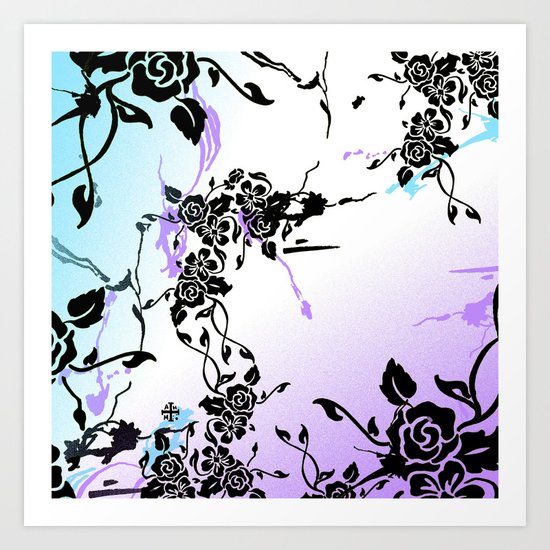 Punkoco Floral Blues Art Print