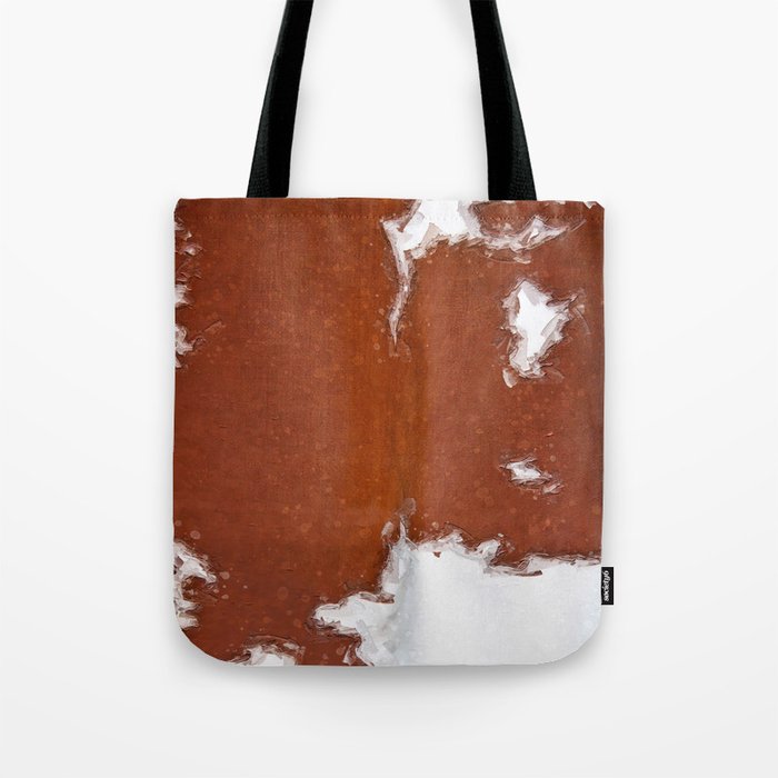 Brown + White Faux Cowhide Print Tote Bag