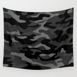 Camouflage Pattern Black Wall Tapestry