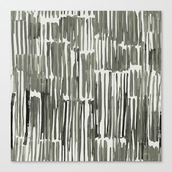 Simply Bamboo Brushstroke Green Tea on Lunar Gray Canvas Print
