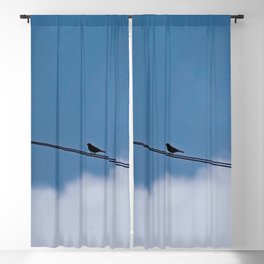 Cloud Sparrow Perched Bird Power Lines Blackout Curtain