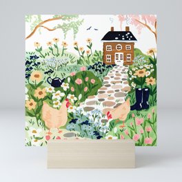 Chickens in the Garden Mini Art Print