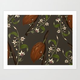 Botany Art Pattern - Cocoa Art Print