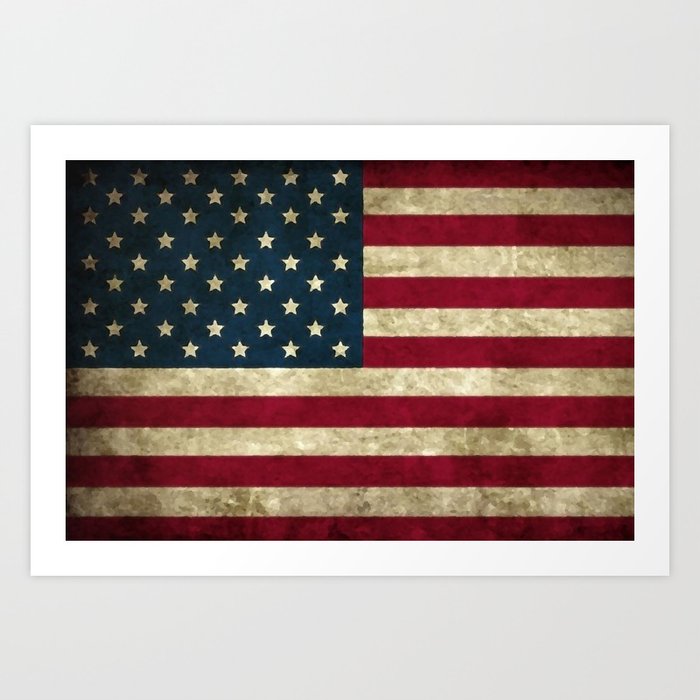 Vintage American flag Art Print