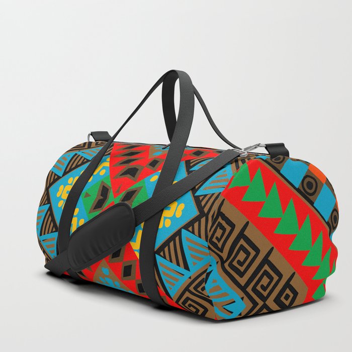 Geometric decorative ancient hand drawn ethnic motifs seamless pattern Duffle Bag