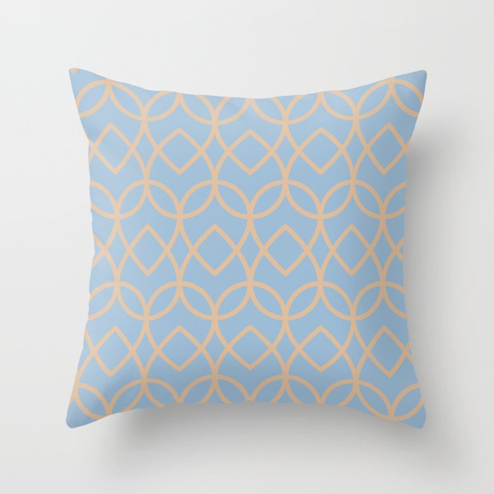 Pastel Blue Peach Geometric Pattern Teardrop 2021 Color of the Year Earth's Harmony Sunwashed Orange Throw Pillow
