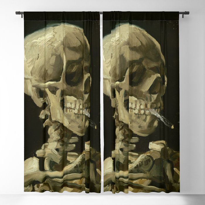 Vincent van Gogh Skull of a Skeleton with Burning Cigarette Oil Painting  Blackout Curtain