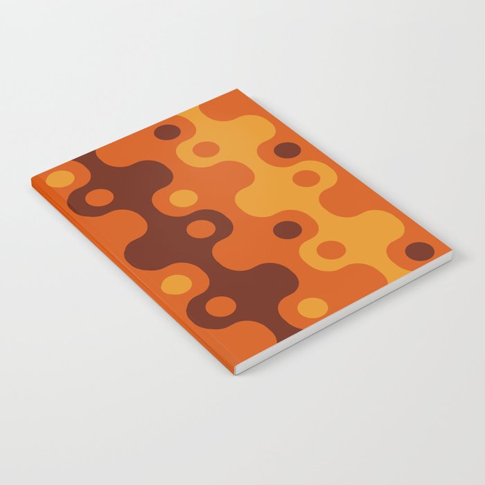 Retro Mid Century Modern Space Age Pattern 855 Brown Orange and Yellow Notebook