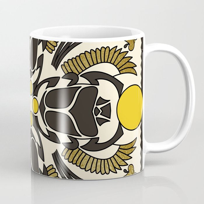 Scarab, Ancient Egyptian art tile - yellow and gold Coffee Mug