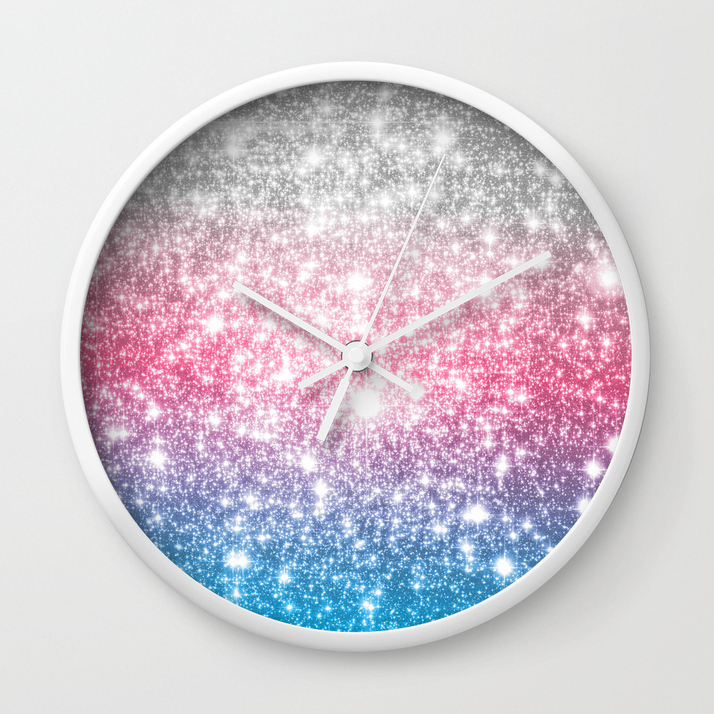 Galaxy Sparkle Stars Cotton Candy Wall Clock By Vintageappeal623