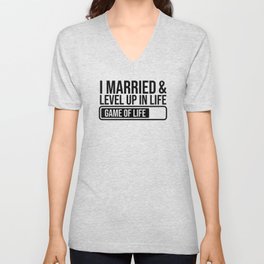 I Married & Level Up In Life Game Of Bucks Night V Neck T Shirt