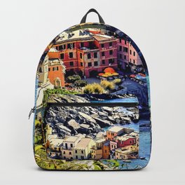 Cinque Terre Vernazza Village Mediterranean Coast, Italy Backpack | Italy, Adriatic, Jeanpaulferro, Photo, Homedecor, Europe, Vernazzavillage, Digital, Cinqueterre, Curated 