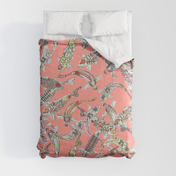 lucky koi coral Comforter